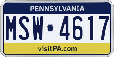 PA license plate MSW4617