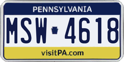 PA license plate MSW4618