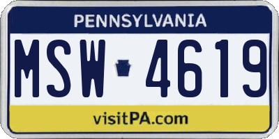 PA license plate MSW4619