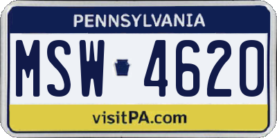 PA license plate MSW4620