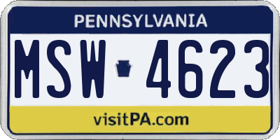 PA license plate MSW4623