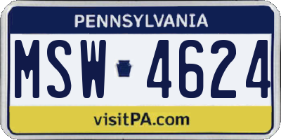 PA license plate MSW4624