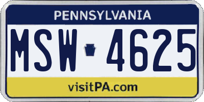 PA license plate MSW4625