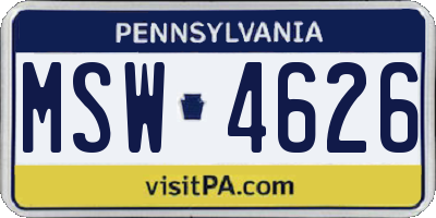 PA license plate MSW4626