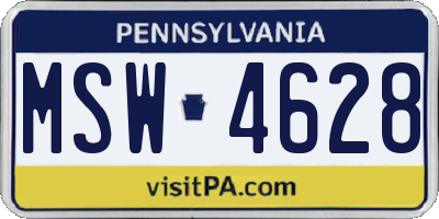 PA license plate MSW4628