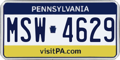 PA license plate MSW4629