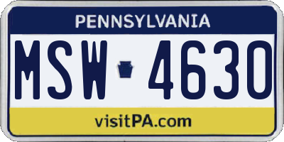 PA license plate MSW4630