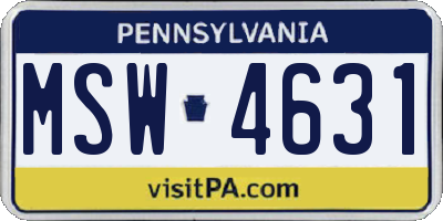 PA license plate MSW4631