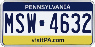 PA license plate MSW4632