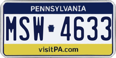 PA license plate MSW4633