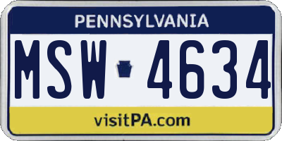 PA license plate MSW4634