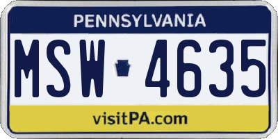 PA license plate MSW4635