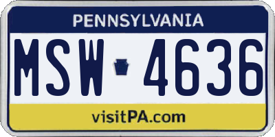 PA license plate MSW4636