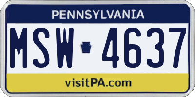 PA license plate MSW4637