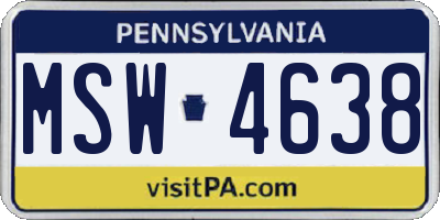 PA license plate MSW4638