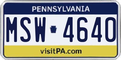 PA license plate MSW4640