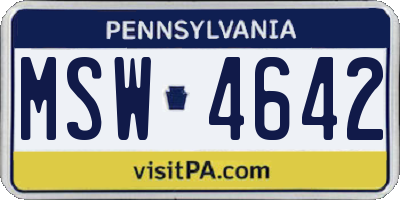 PA license plate MSW4642