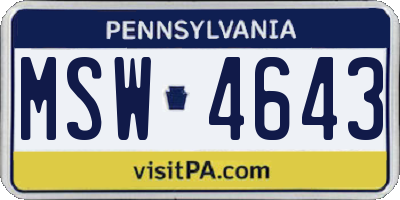 PA license plate MSW4643