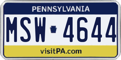 PA license plate MSW4644