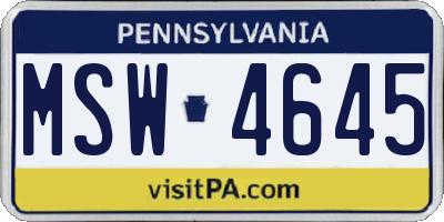 PA license plate MSW4645