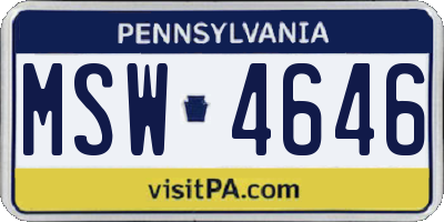 PA license plate MSW4646