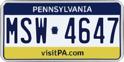 PA license plate MSW4647