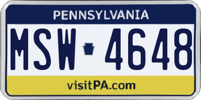 PA license plate MSW4648