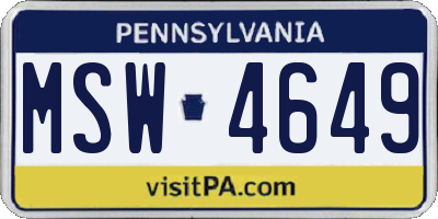 PA license plate MSW4649