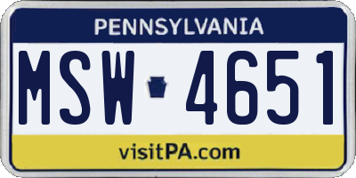 PA license plate MSW4651