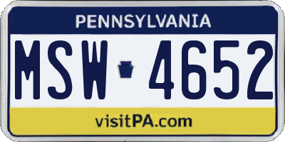 PA license plate MSW4652