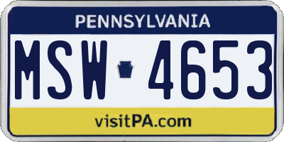 PA license plate MSW4653