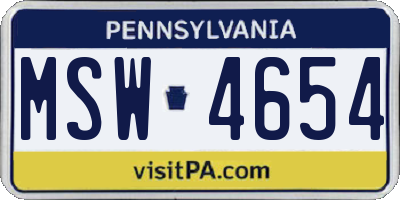 PA license plate MSW4654