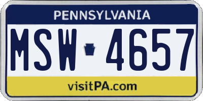 PA license plate MSW4657