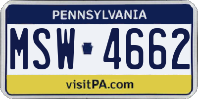 PA license plate MSW4662