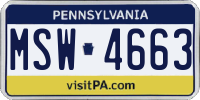 PA license plate MSW4663
