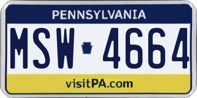 PA license plate MSW4664