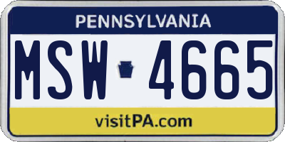 PA license plate MSW4665
