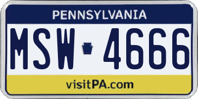 PA license plate MSW4666