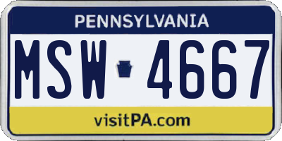 PA license plate MSW4667