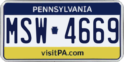 PA license plate MSW4669