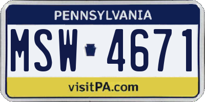 PA license plate MSW4671