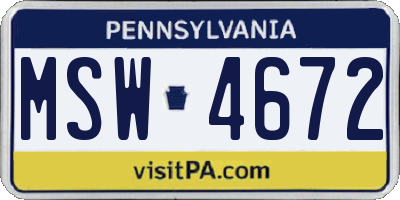 PA license plate MSW4672