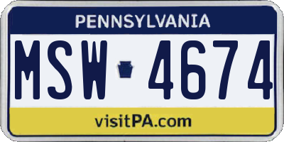 PA license plate MSW4674