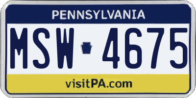 PA license plate MSW4675