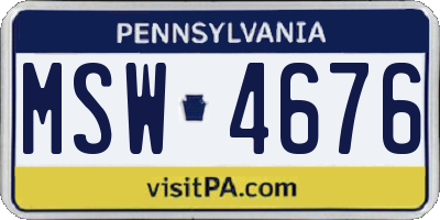 PA license plate MSW4676