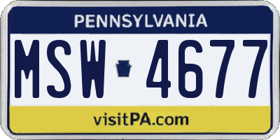 PA license plate MSW4677