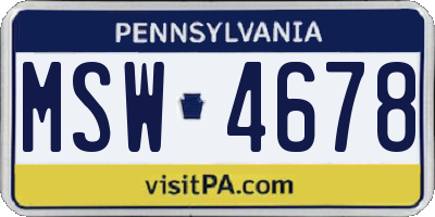 PA license plate MSW4678