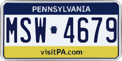 PA license plate MSW4679