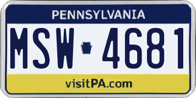 PA license plate MSW4681