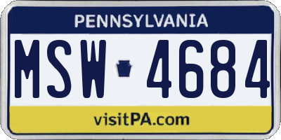 PA license plate MSW4684